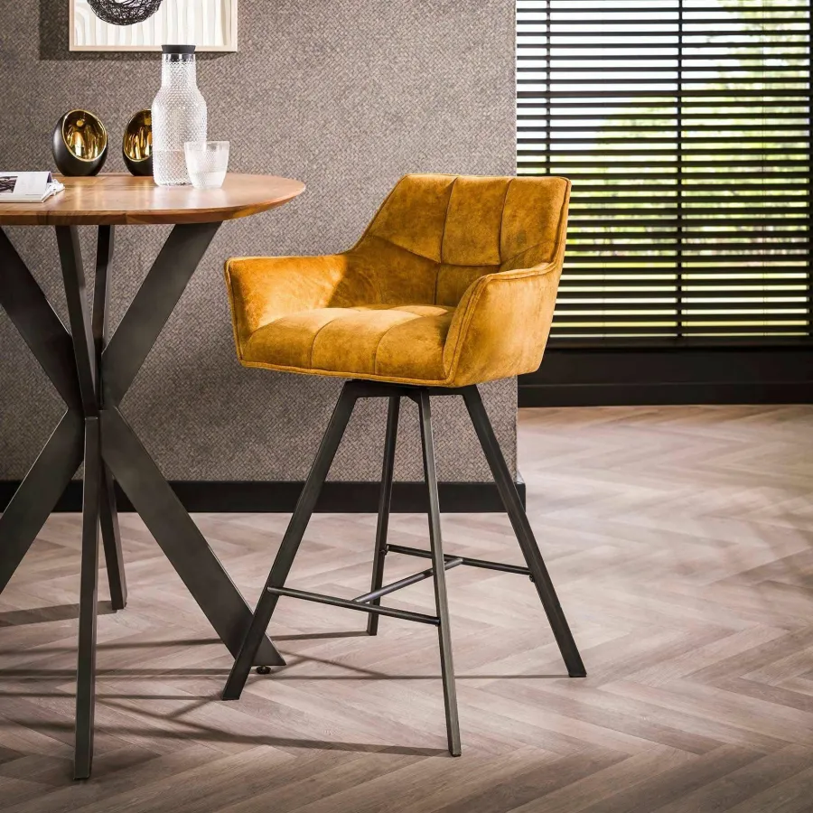 WoonStijl Barstoel raster draaibaar Velvet goud Clearance