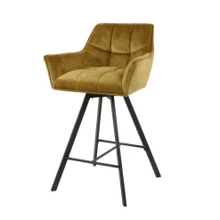 WoonStijl Barstoel raster draaibaar Velvet goud Clearance
