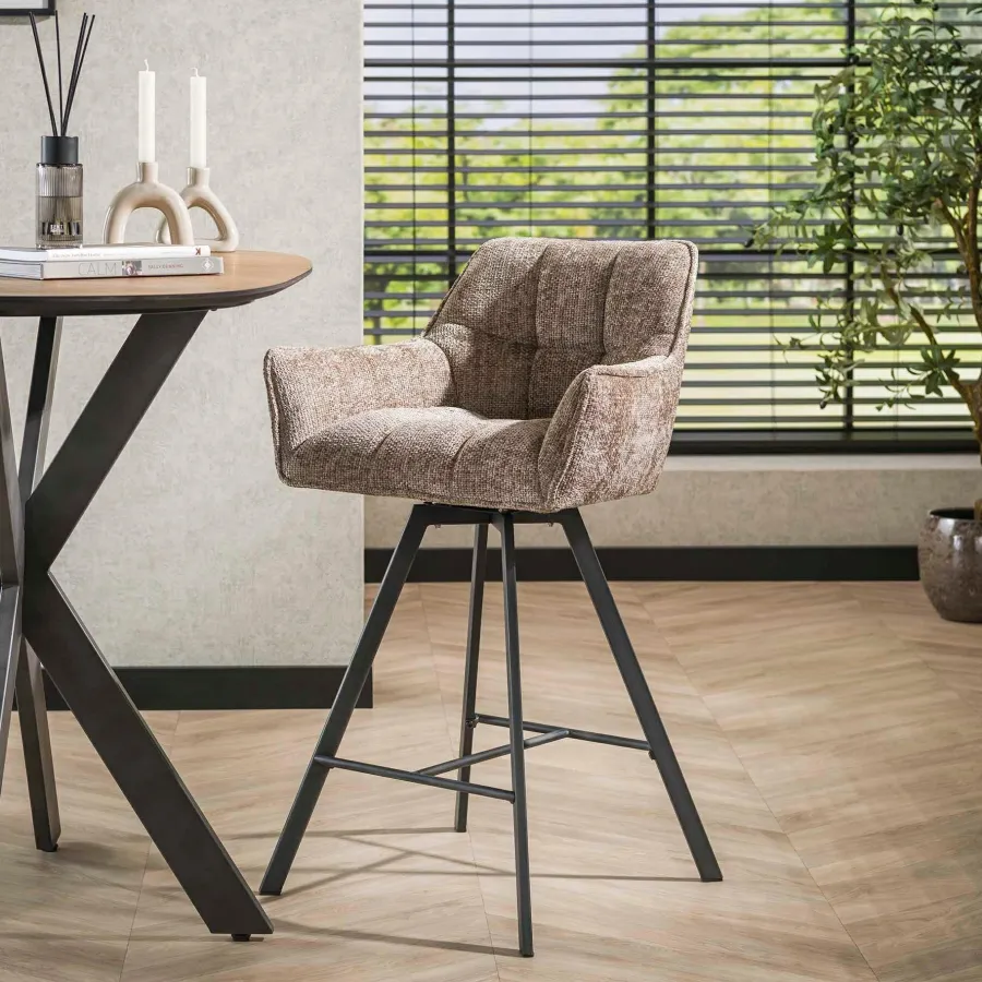 WoonStijl Barstoel raster draaibaar Rich Champagne Hot