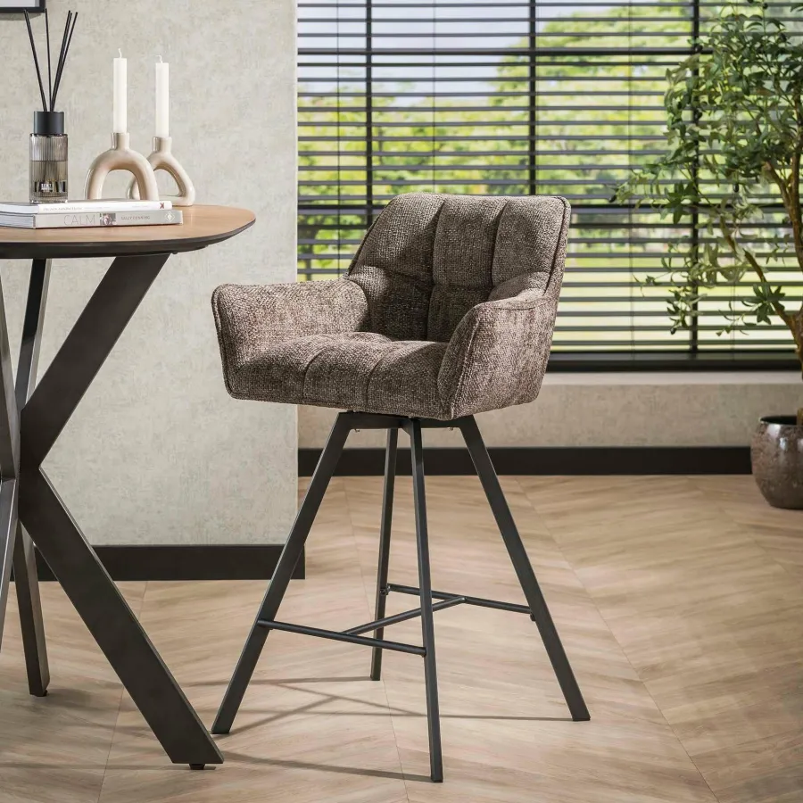 WoonStijl Barstoel raster draaibaar Rich Taupe Best