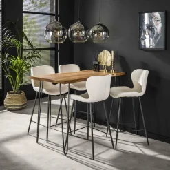 WoonStijl Barstoel ronde buis Boucle wit Best