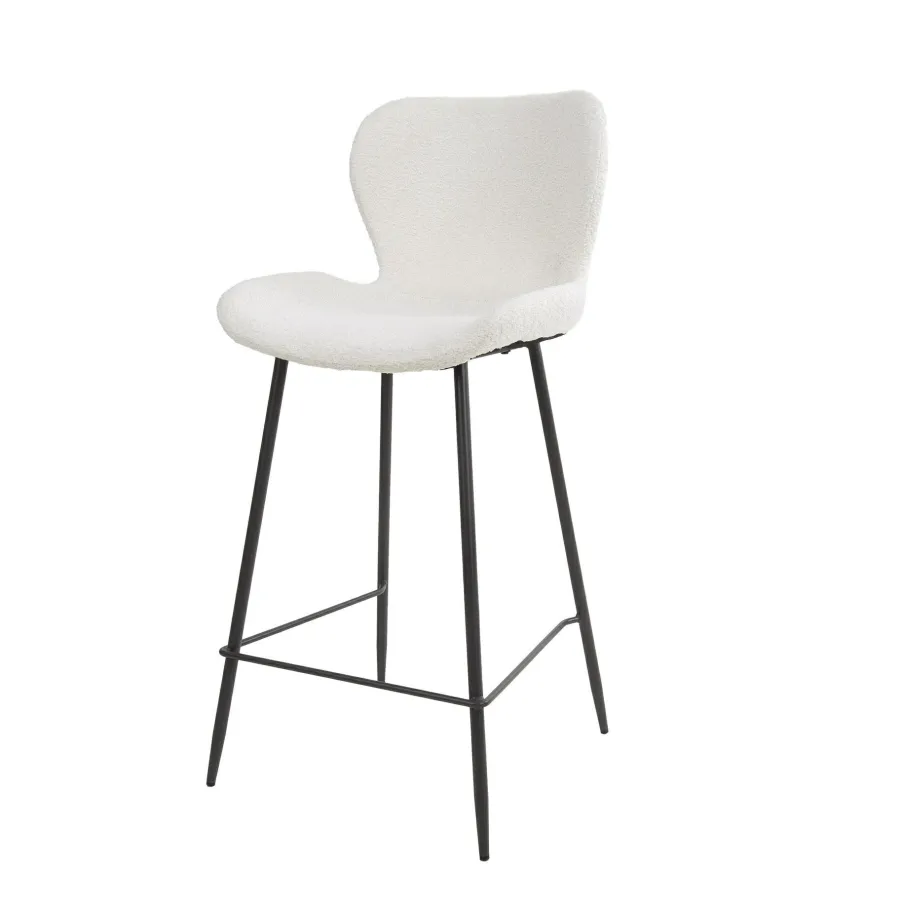 WoonStijl Barstoel ronde buis Boucle wit Best