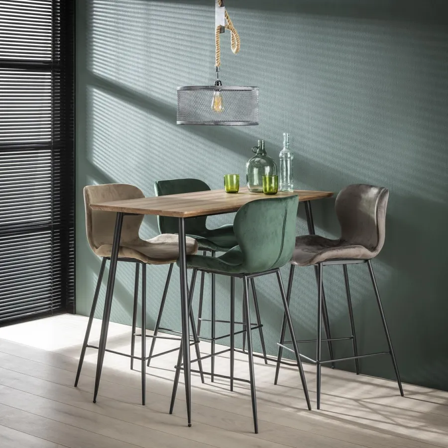 WoonStijl Barstoel velvet ronde buis Champagne velvet