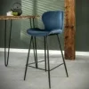 WoonStijl Barstoel velvet ronde buis blauw velvet Best