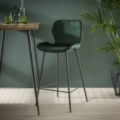 WoonStijl Barstoel velvet ronde buis Groen velvet Best