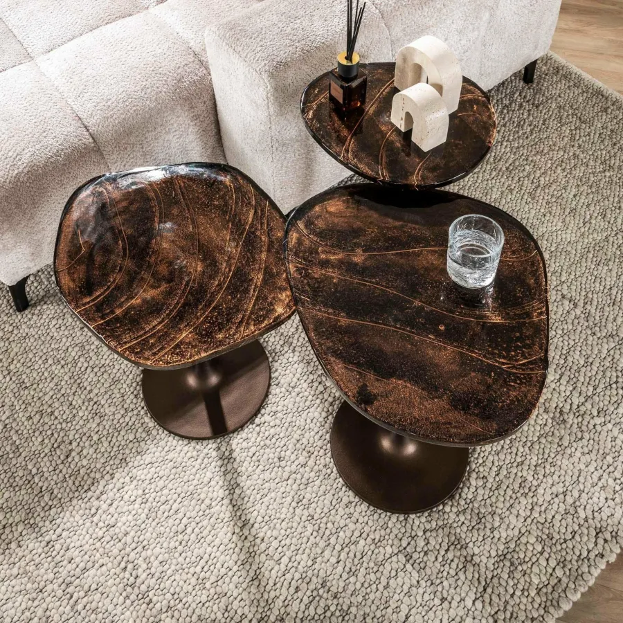 WoonStijl Bijzettafel L Eclipse koper antiek finish Clearance