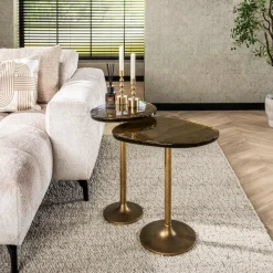 WoonStijl Bijzettafel L Eclipse goud antiek finish New