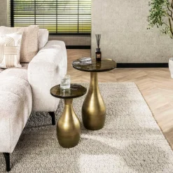 WoonStijl Bijzettafel M druppel Eclipse goud antiek finish New