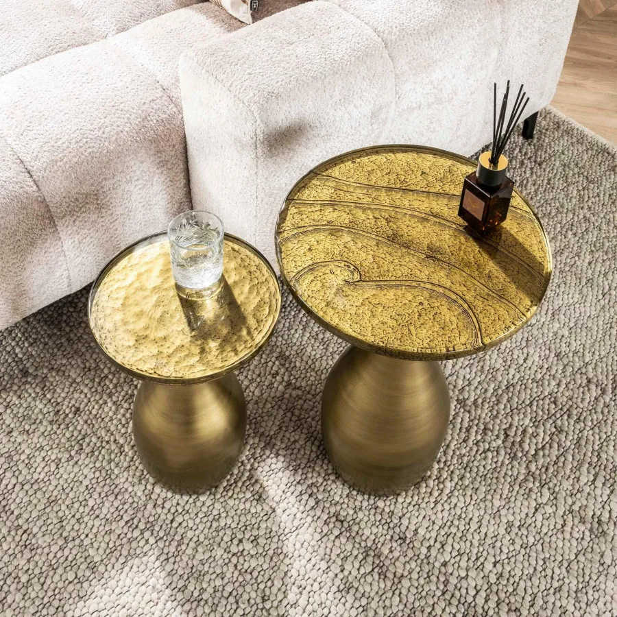 WoonStijl Bijzettafel M druppel Eclipse goud antiek finish New