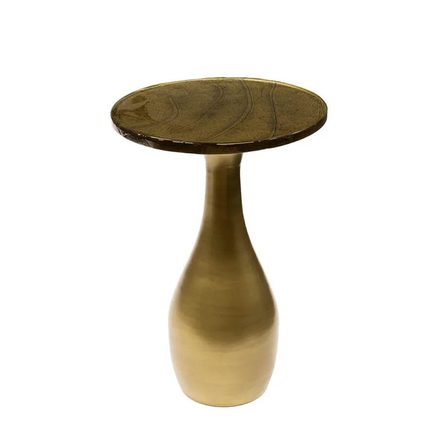 WoonStijl Bijzettafel M druppel Eclipse goud antiek finish New