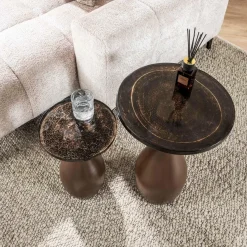 WoonStijl Bijzettafel S druppel Eclipse koper antiek finish Outlet