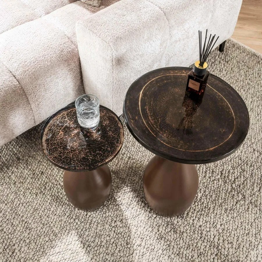 WoonStijl Bijzettafel S druppel Eclipse koper antiek finish Outlet