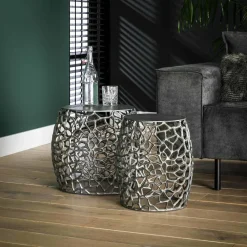 WoonStijl Bijzettafel set/2 maze zandgegoten / Zwart nikkel Clearance