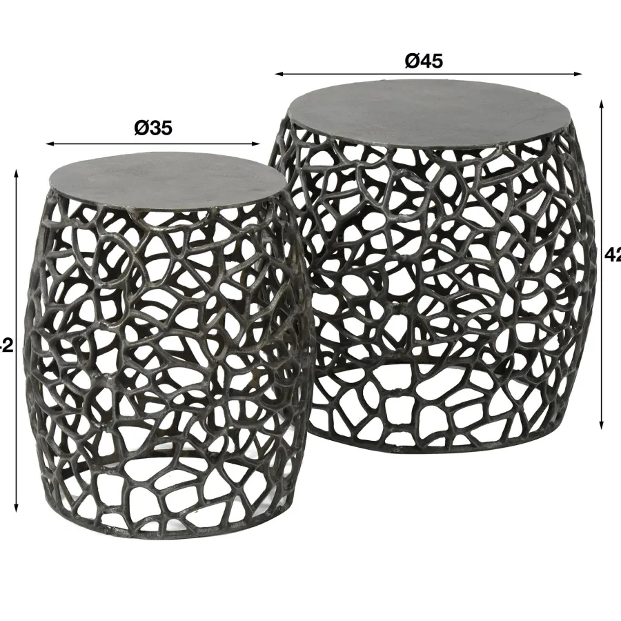 WoonStijl Bijzettafel set/2 maze zandgegoten / Zwart nikkel Clearance