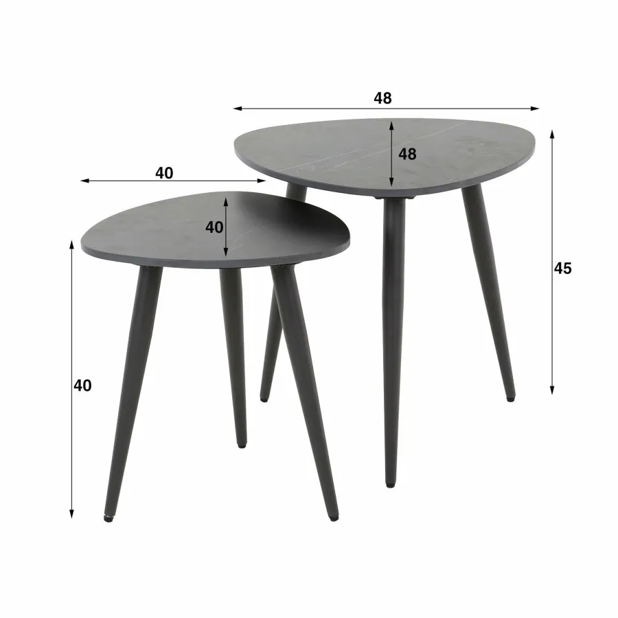 WoonStijl Bijzettafel set van 2 driehoekig ceramic Online