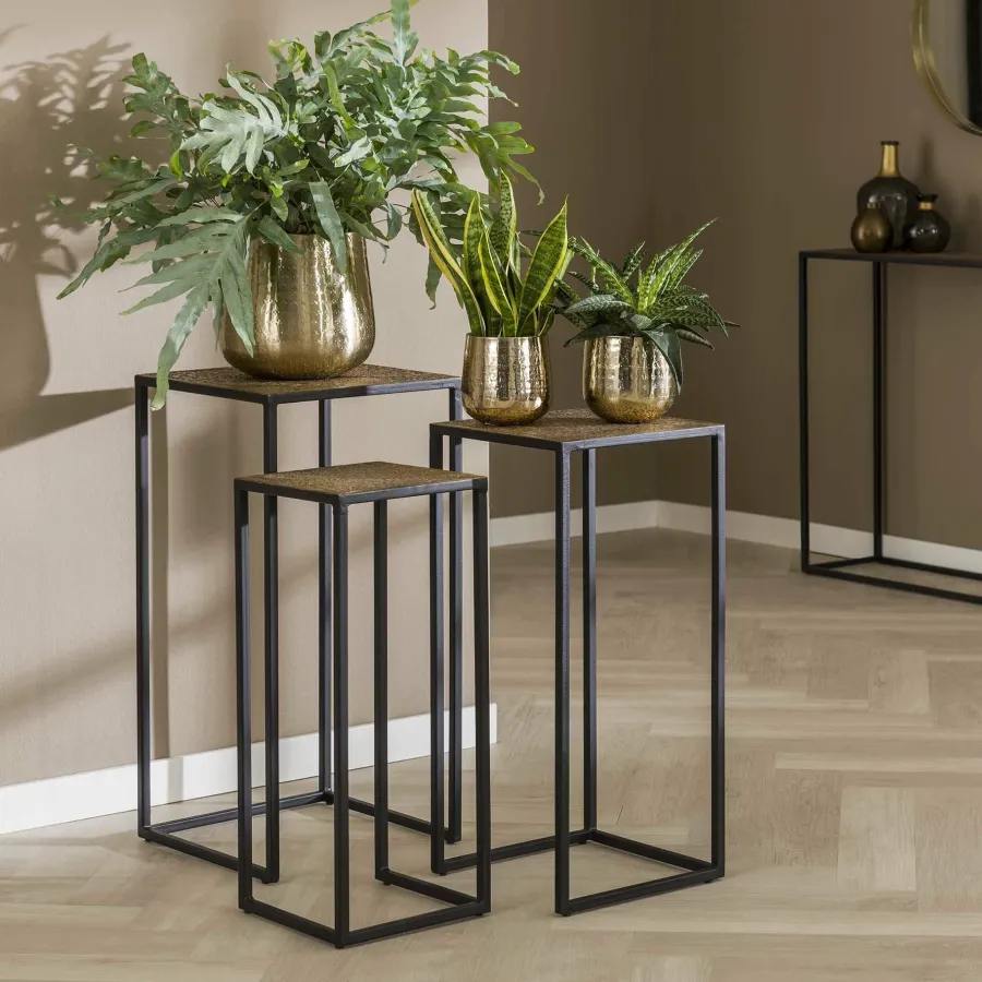 WoonStijl Bloemenzuil set van 3 iron metallic Sale