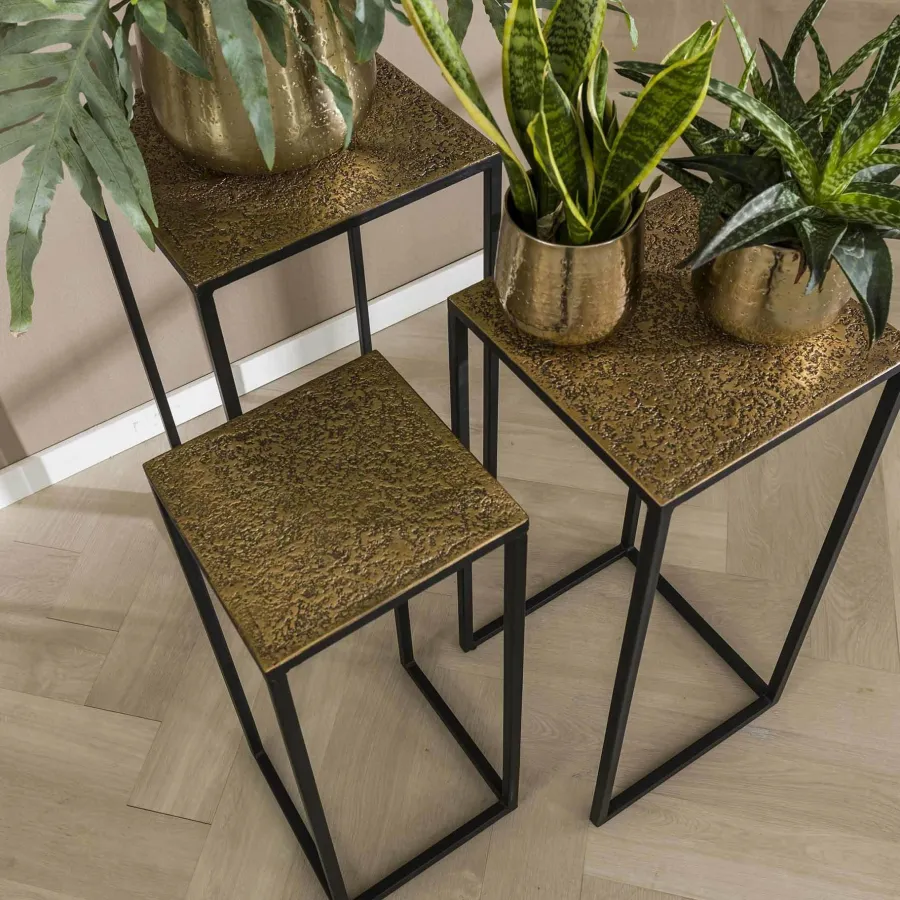 WoonStijl Bloemenzuil set van 3 iron metallic Sale