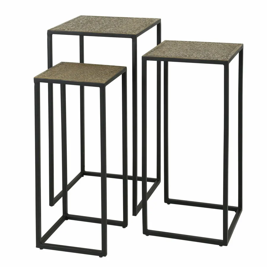 WoonStijl Bloemenzuil set van 3 iron metallic Sale