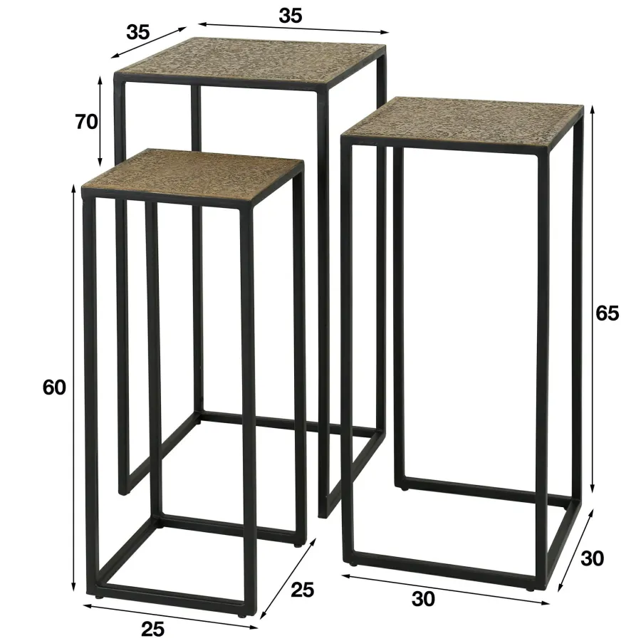WoonStijl Bloemenzuil set van 3 iron metallic Sale