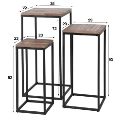 WoonStijl Bloemenzuil Teca set van 3 vierkant buisframe - Teakhout greywash Online