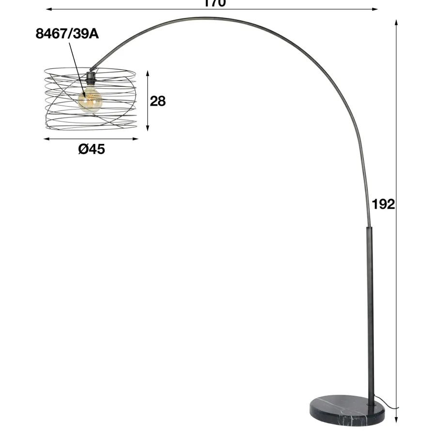 WoonStijl Booglamp Ø45 Curl