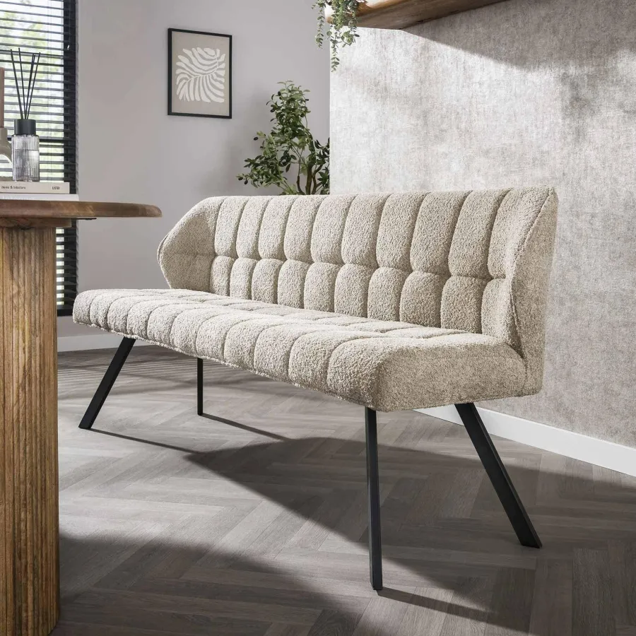 WoonStijl Eetkamerbank Raster 180 cm boucle Zand Discount