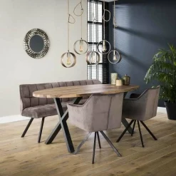 WoonStijl Eetkamerbank raster 180 velvet antraciet Clearance