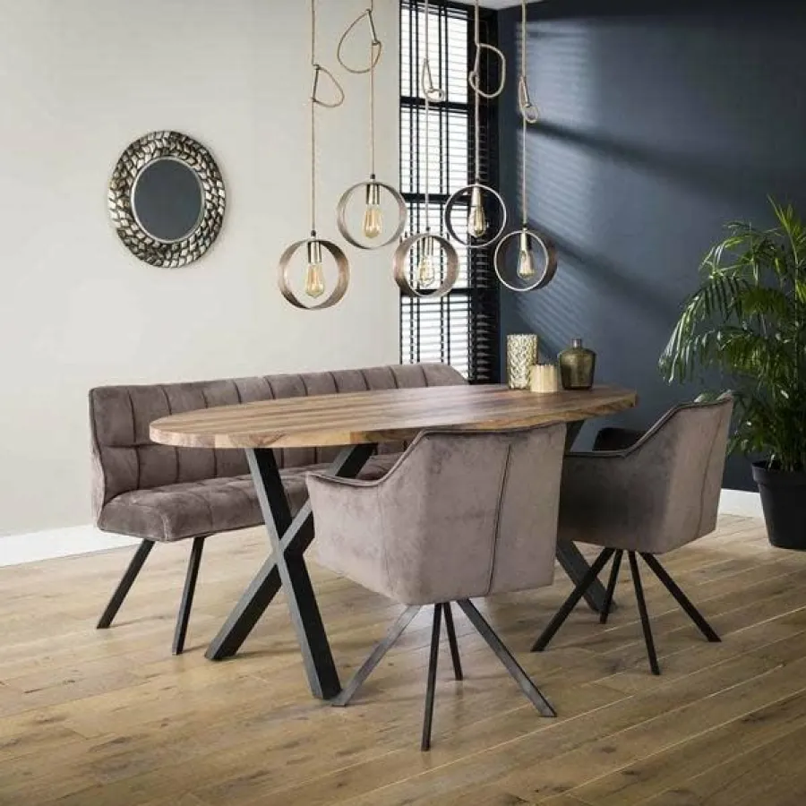 WoonStijl Eetkamerbank raster 180 velvet antraciet Clearance