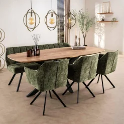 WoonStijl Eetkamerbank Raster 180 cm Hoven groen Discount