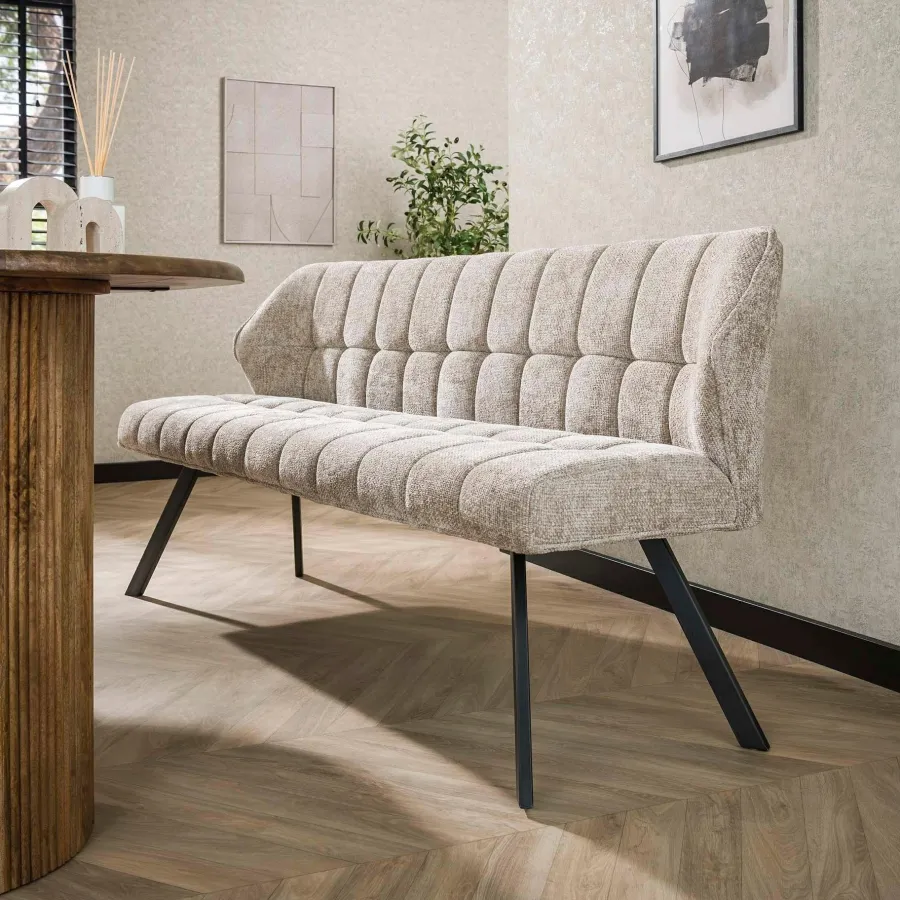 WoonStijl Eetkamerbank raster 180 Rich Zandkleur Best