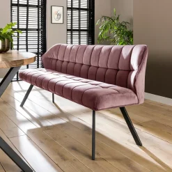 WoonStijl Eetkamerbank raster 180 velvet roze New