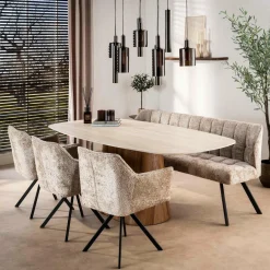 WoonStijl Eetkamerbank Raster 180 cm Alura zand New