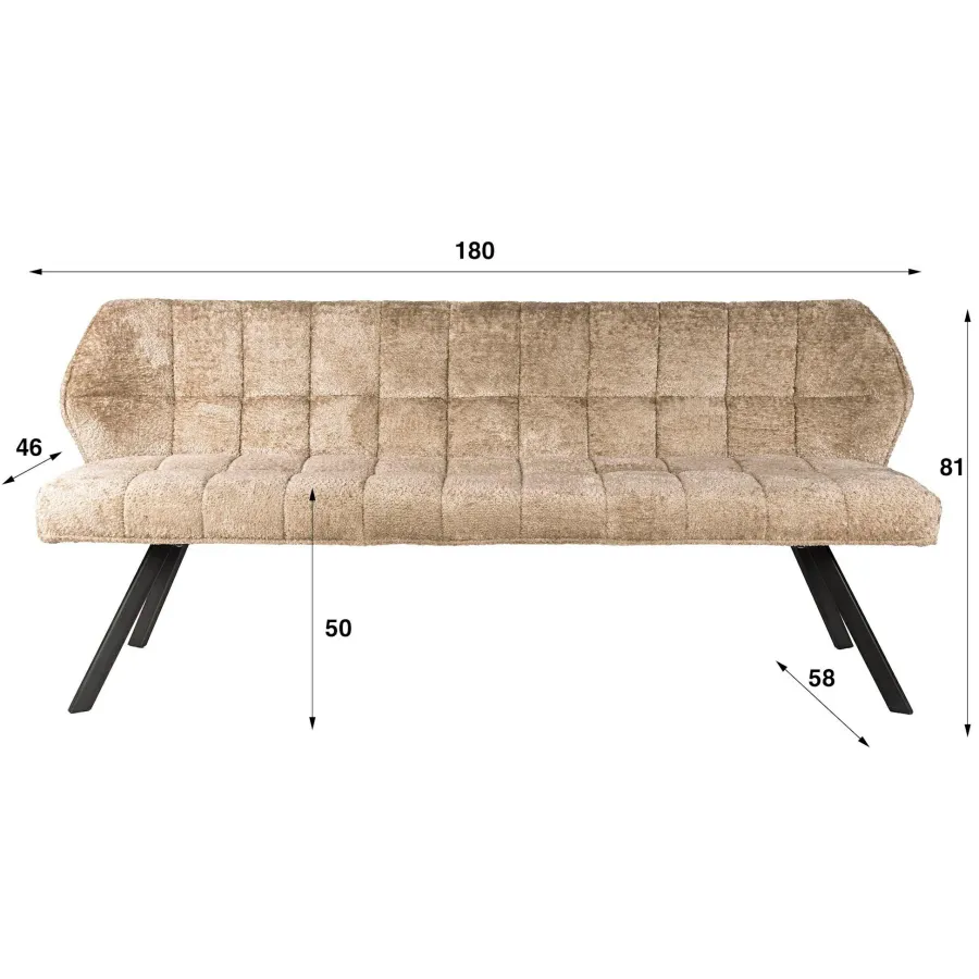 WoonStijl Eetkamerbank Raster 180 cm Alura zand New