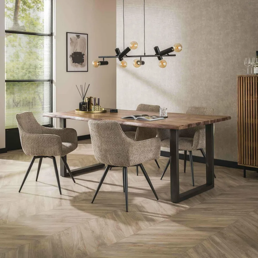 WoonStijl Eetkamerstoel Draaibaar Boucle zand Hot