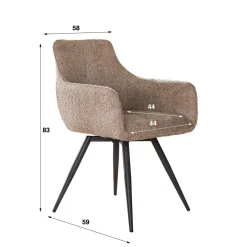 WoonStijl Eetkamerstoel Draaibaar Boucle zand Hot