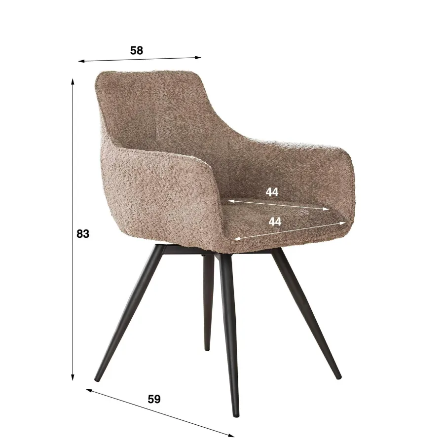 WoonStijl Eetkamerstoel Draaibaar Boucle zand Hot