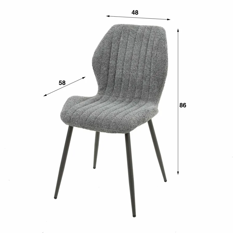 WoonStijl Eetkamerstoel Lende Boucle grijs New