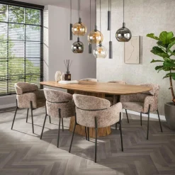 WoonStijl Eetkamerstoel ronde rug Curva Hoven Champagne New