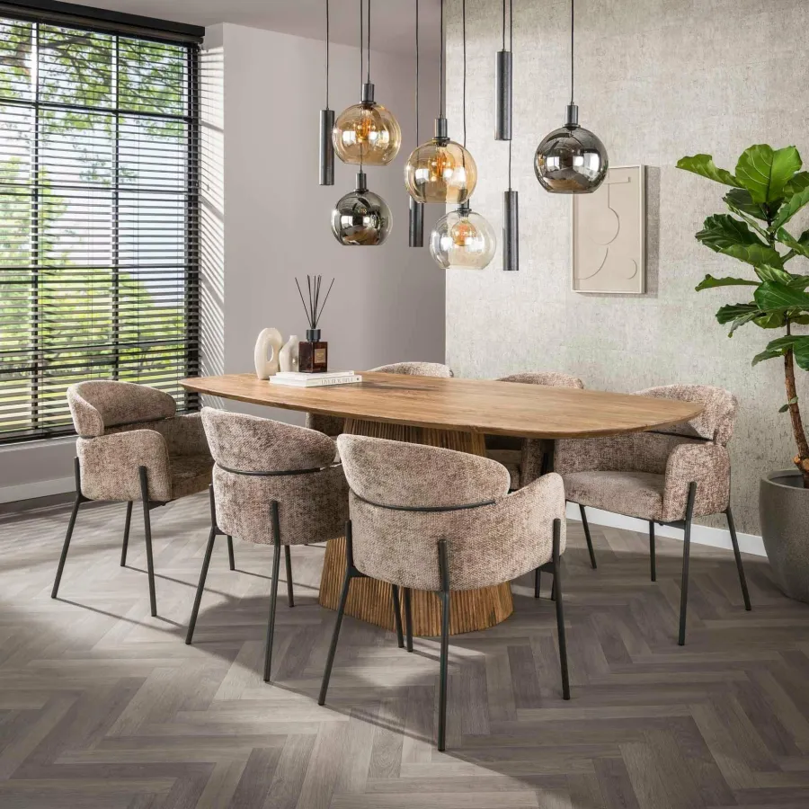 WoonStijl Eetkamerstoel ronde rug Curva Hoven Champagne New