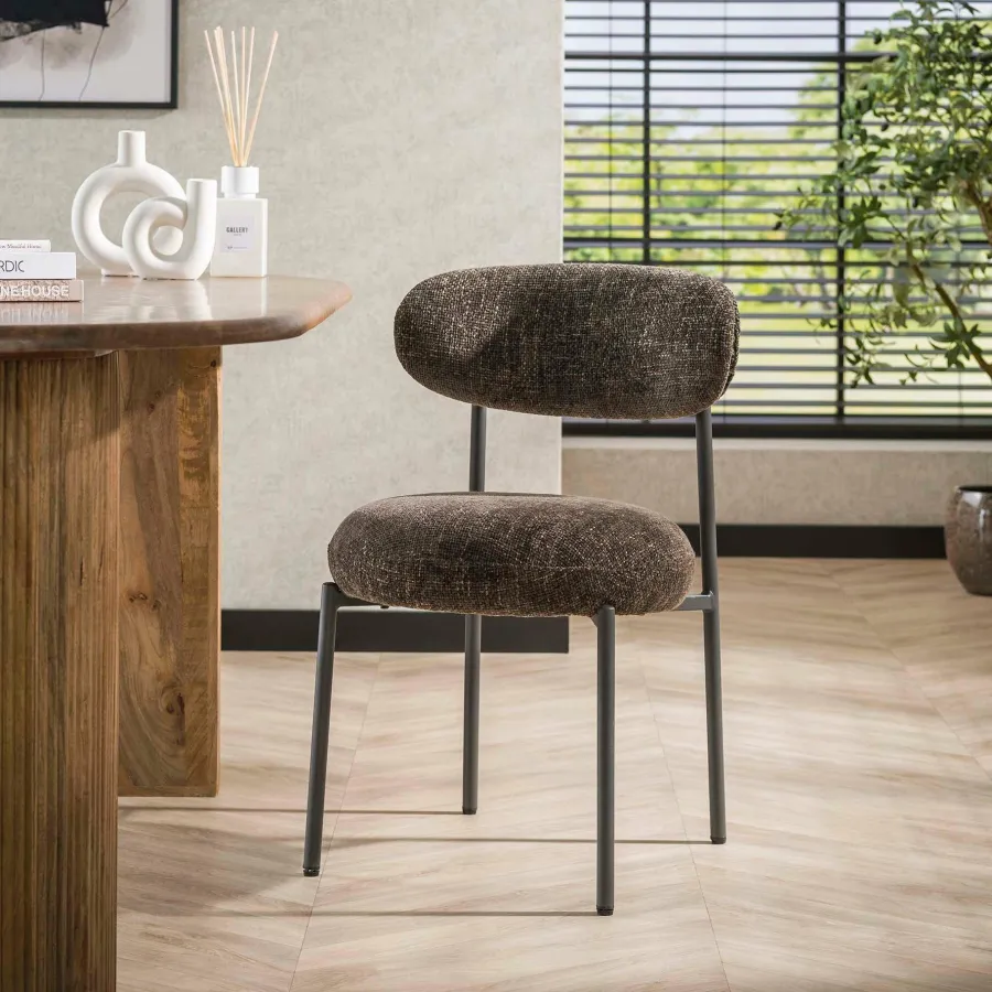 WoonStijl Eetkamerstoel round Tissee cargo bruin Clearance