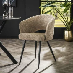 WoonStijl Eetkamerstoel Salon Boucle zandkleur Best