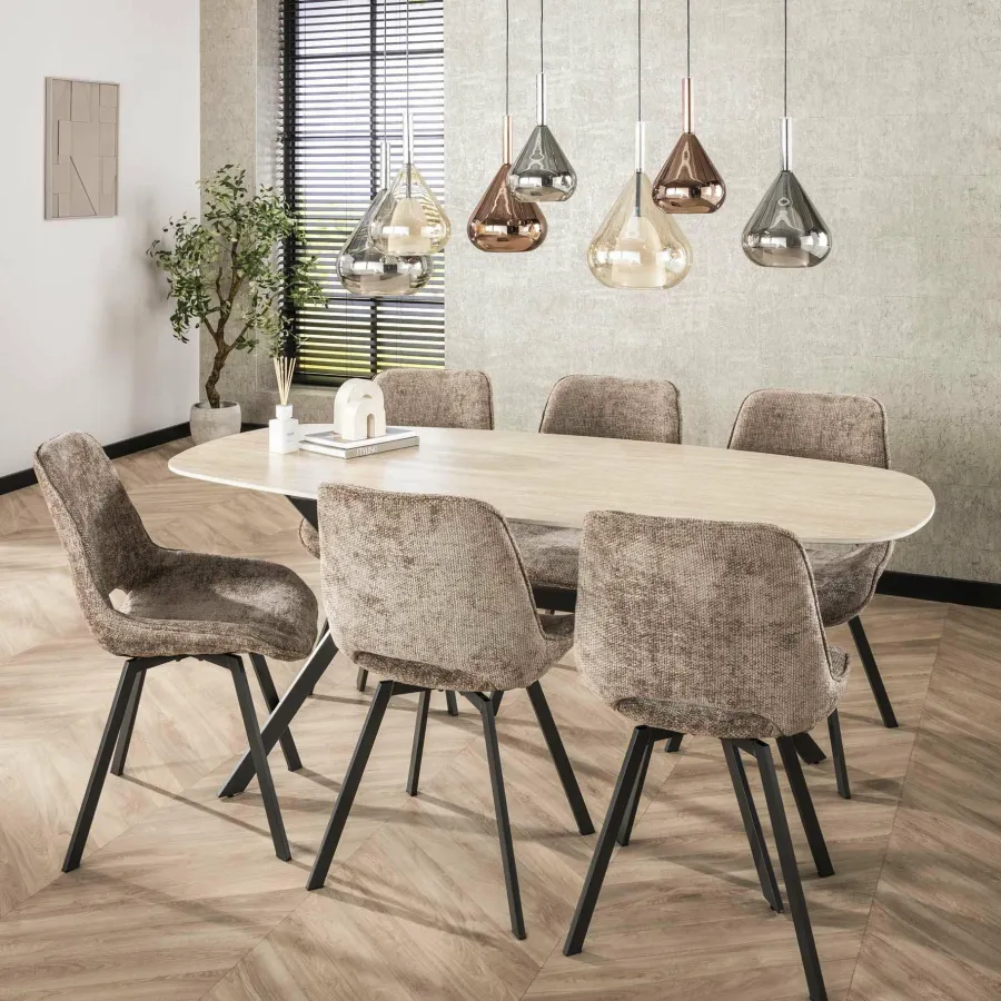 WoonStijl Eetkamerstoel Swivel - Rich champagne Clearance