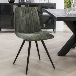 WoonStijl Eetkamerstoel velvet straight stitch - Groen of goud Discount