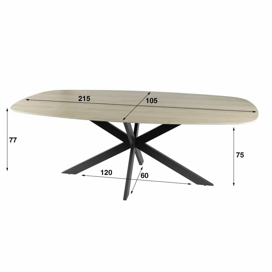 WoonStijl Eetkamertafel 215 deens ovaal Romano Outlet