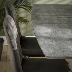 WoonStijl Eetkamertafel 160 ovaal blad zwart gepoedercoat frame / 3D betonlook grijs Online