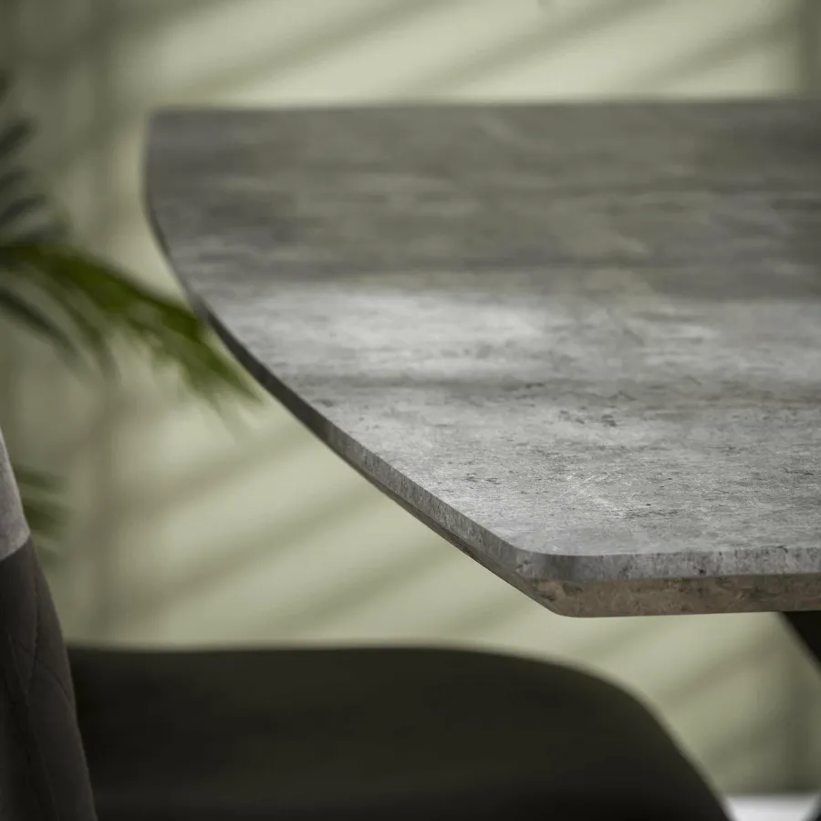 WoonStijl Eetkamertafel 160 ovaal blad zwart gepoedercoat frame / 3D betonlook grijs Online