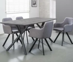 WoonStijl Eetkamertafel 160 ovaal blad zwart gepoedercoat frame / 3D betonlook grijs Online