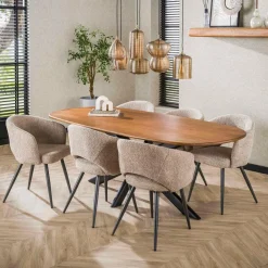 WoonStijl Eetkamertafel 180 Cliff ovale buis mango Clearance