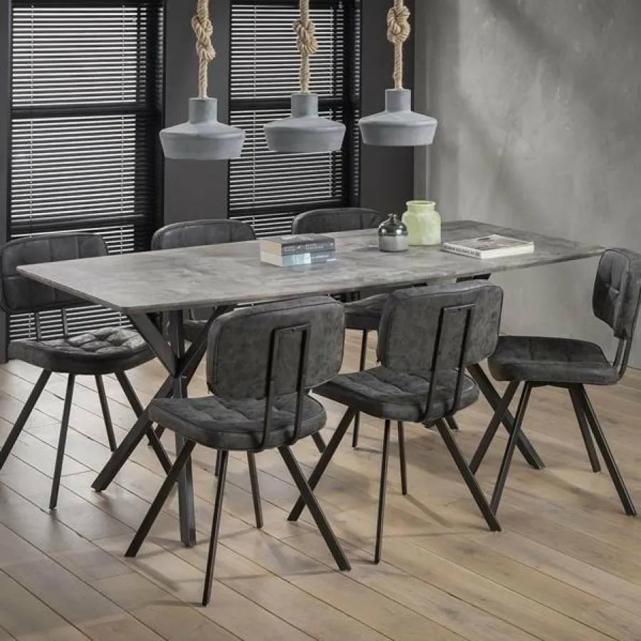 WoonStijl Eetkamertafel 190 ovaal blad betonlook