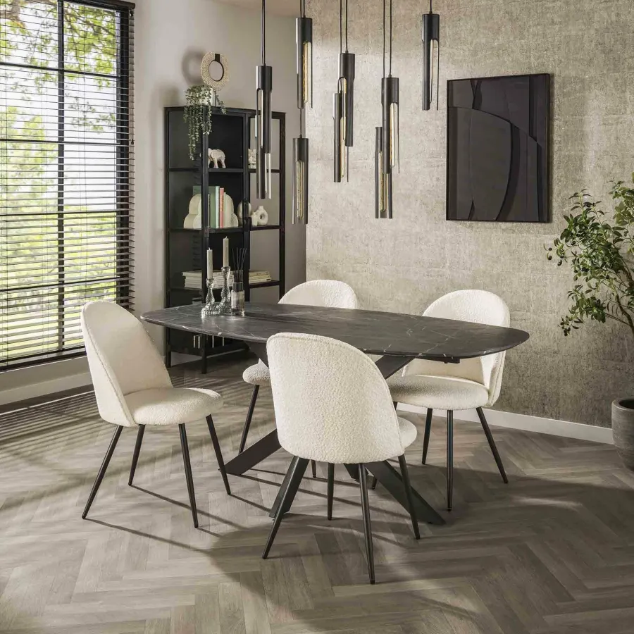 WoonStijl Eetkamertafel 180 deens ovaal zwart bruin Discount